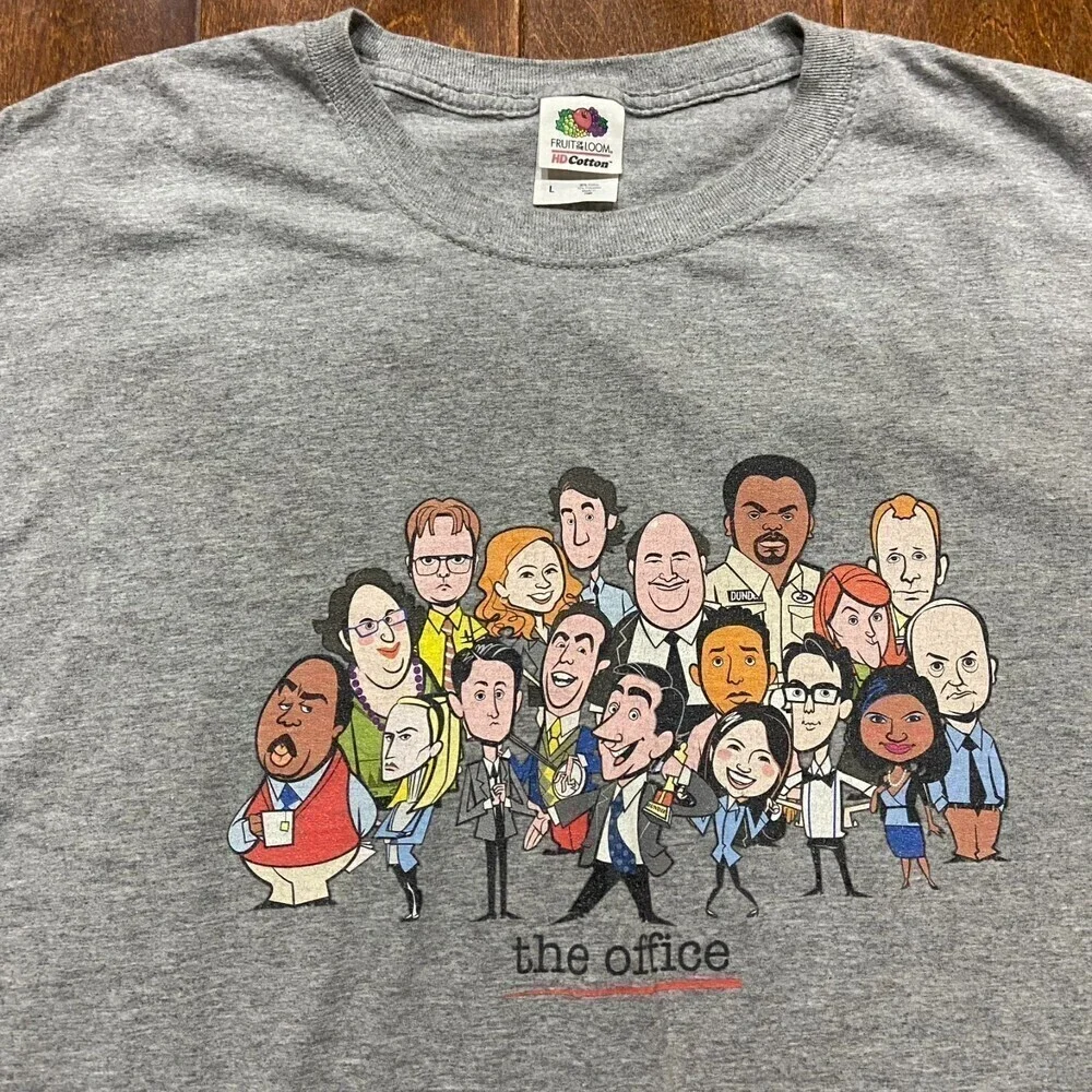 The Office TV Show Character Cast Graphic T-Shirt Gray Cotton Men's Size Large - Picture 2 of 6